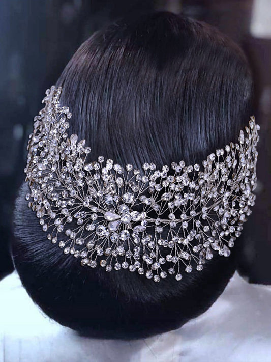 Sparkly Silver Handmade Diamond Hair Hoop Accessories for Women