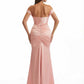 Sexy Off The Shoulder Silky Satin Boning Mermaid Long Evening Formal Dresses