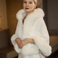 Hooded Faux Fur Shawl Wrap Stoles for Bridal Wedding Dresses