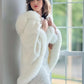 Hooded Faux Fur Shawl Wrap Stoles for Bridal Wedding Dresses