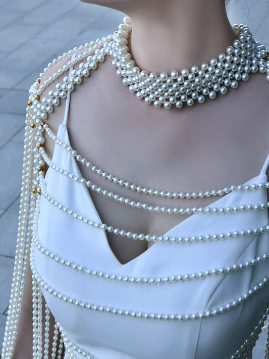 Light Luxury Beaded Shawl Pearl Shoulder Chain