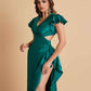 Sexy Soft Satin Mermaid Side Slit Floor-Length Mermaid Bridesmaid Dresses