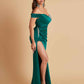 Sexy Soft Satin Mermaid One Shoulder Side Slit Floor-Length Mermaid Bridesmaid Dresses