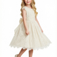 Flower Girl Dress Tulle Scoop Neck Big Bow Back Ball Gown Knee Length Wedding Party Gown