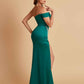 Sexy Soft Satin Mermaid One Shoulder Side Slit Floor-Length Mermaid Bridesmaid Dresses