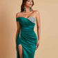 Sexy Soft Satin Mermaid One Shoulder Side Slit Floor-Length Mermaid Bridesmaid Dresses