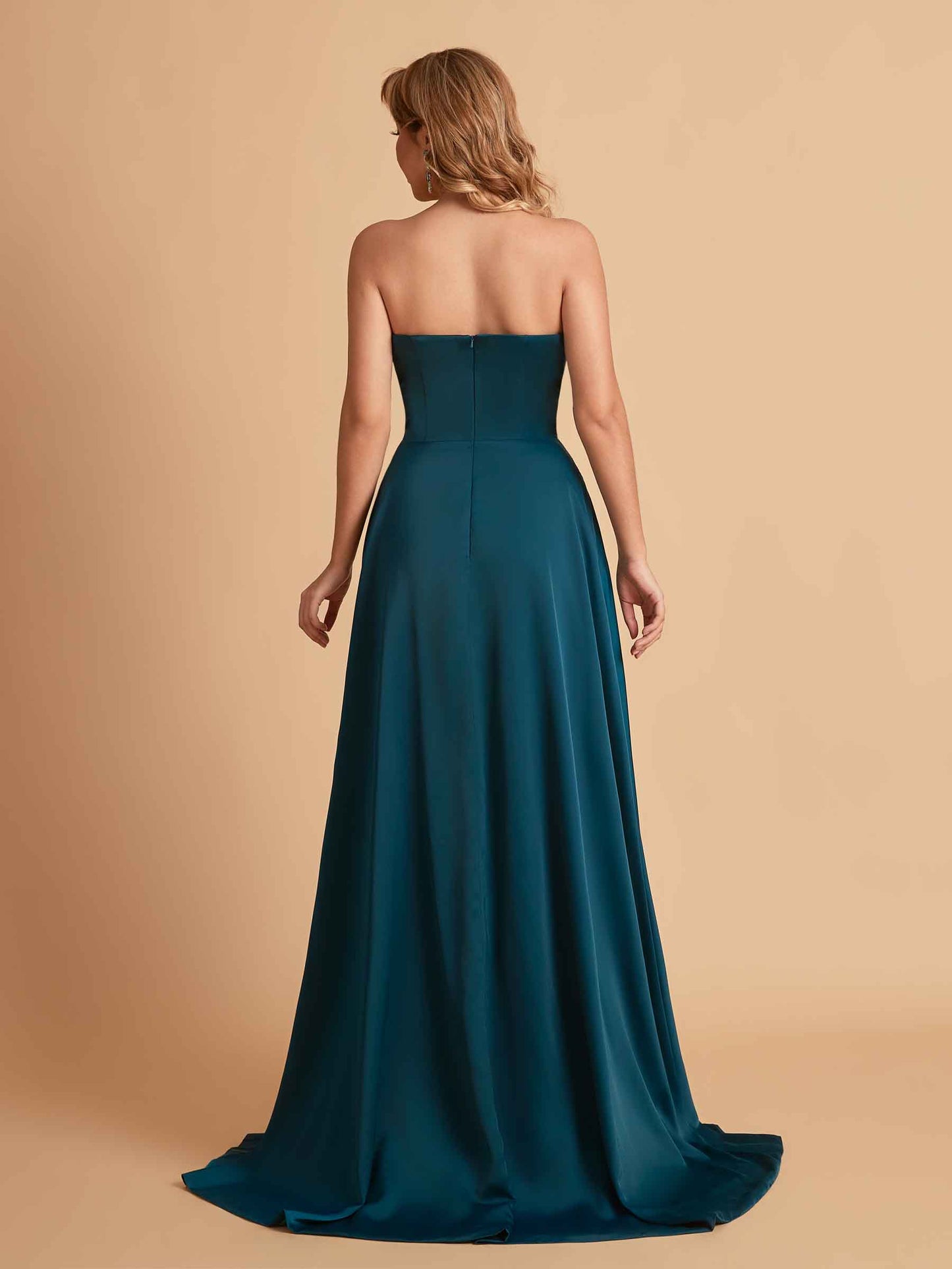 Elegant Satin Sweetheart A-Line Side Slit Floor Length Bridesmaid Dresses