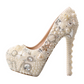 Womens Platform Pearl Rhinestone Wedding Shoes High Heel Party Evening  Bridal Crystal Shoes