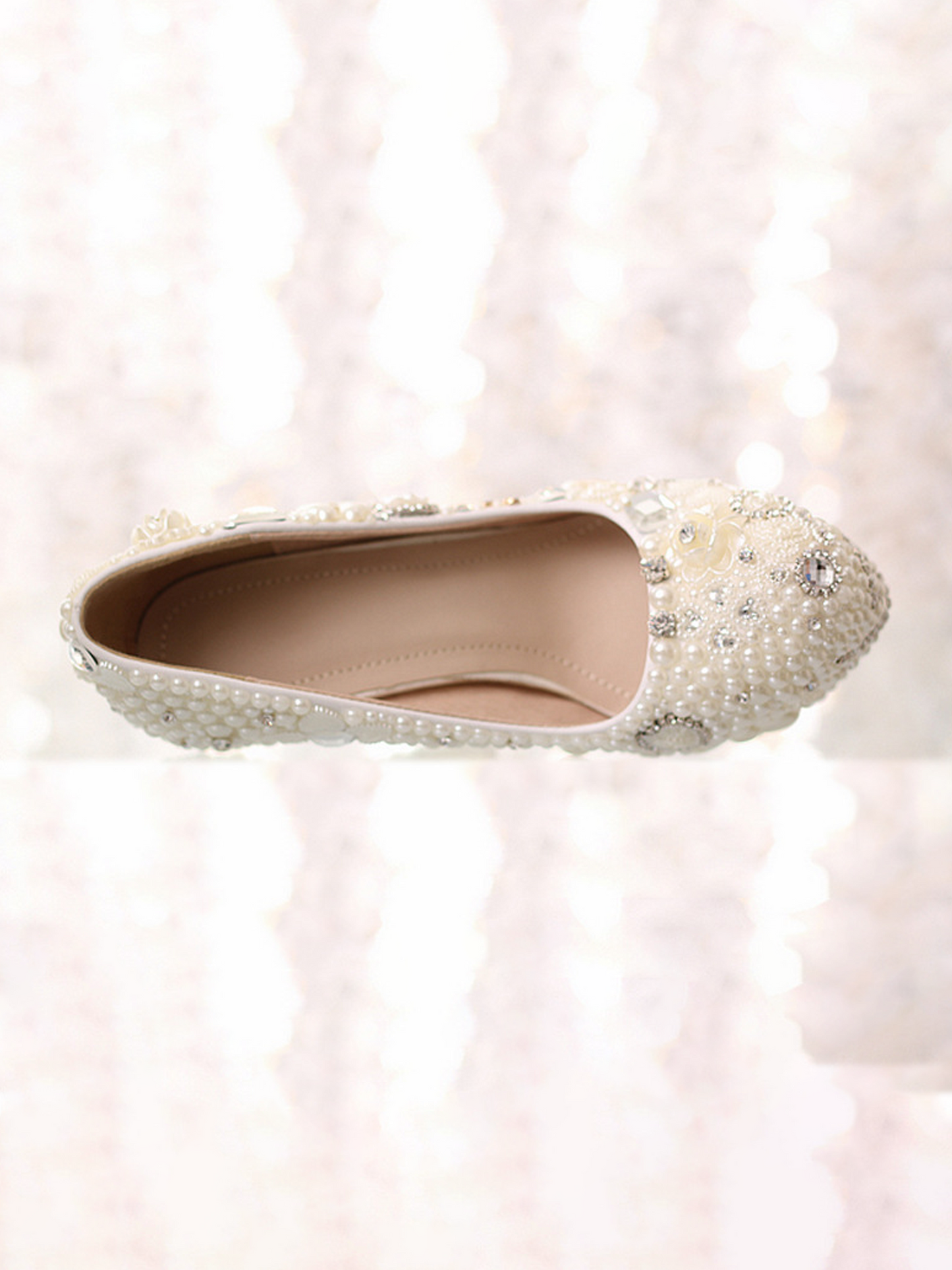 Womens Platform Pearl Rhinestone Wedding Shoes High Heel Party Evening  Bridal Crystal Shoes