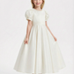 Satin Tulle Girls Princess Dress Strap Bow Sash A-Line Wedding Guest Gowns Bow Knot