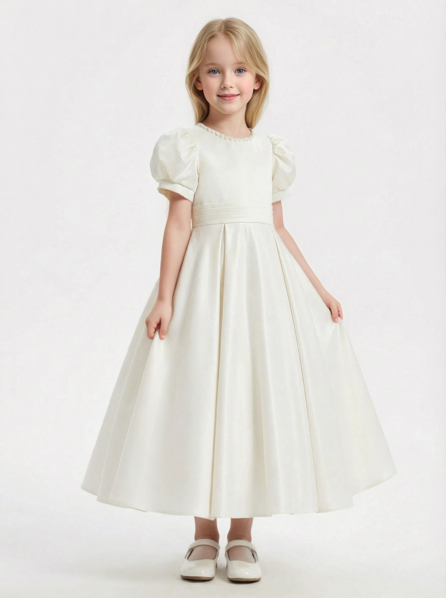 Satin Tulle Girls Princess Dress Strap Bow Sash A-Line Wedding Guest Gowns Bow Knot