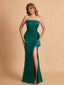 Sexy Strapless Satin Mermaid With Pleats Long Bridesmaid Dresses