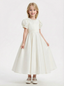 Satin Tulle Girls Princess Dress Strap Bow Sash A-Line Wedding Guest Gowns Bow Knot