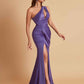 Sexy One Shoulder Soft Satin Side Slit Floor-Length Mermaid Bridesmaid Dresses
