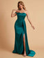 Sexy One-Shoulder Sweetheart With Train With High Split Floor-Length Bridesmaid Dresses