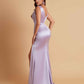 Elegant V Neck Soft Satin Side Slit Floor-Length Mermaid Bridesmaid Dresses