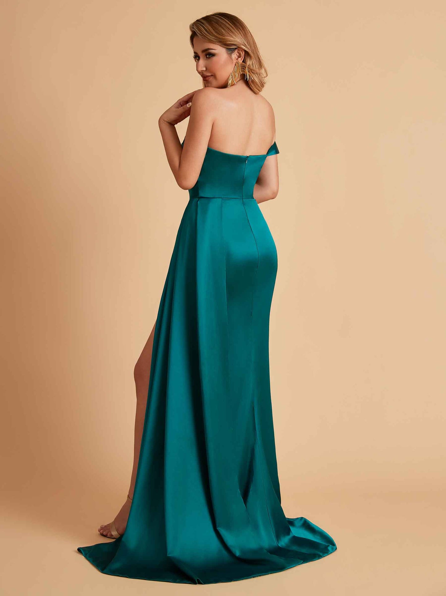 Sexy One-Shoulder Sweetheart With Train With High Split Floor-Length Bridesmaid Dresses
