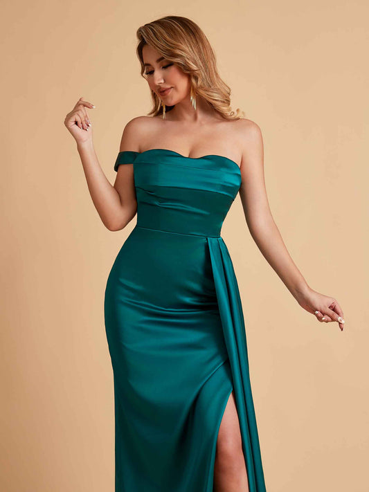 Sexy One-Shoulder Sweetheart With Train With High Split Floor-Length Bridesmaid Dresses