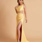 Sexy One-Shoulder Waist Cutout With High Split Floor-Length Bridesmaid Dresses