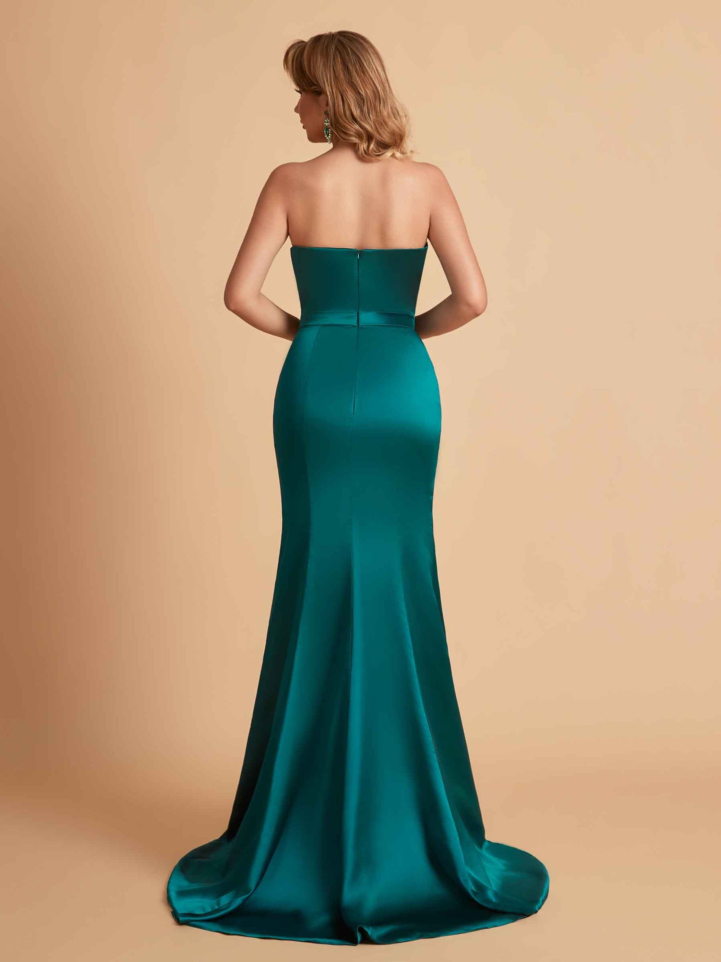 Elegant Satin Sweetheart Mermaid Side Slit Floor Length Bridesmaid Dresses