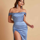 Sexy Off the Shoulder Soft Satin Side Slit Floor-Length Mermaid Bridesmaid Dresses