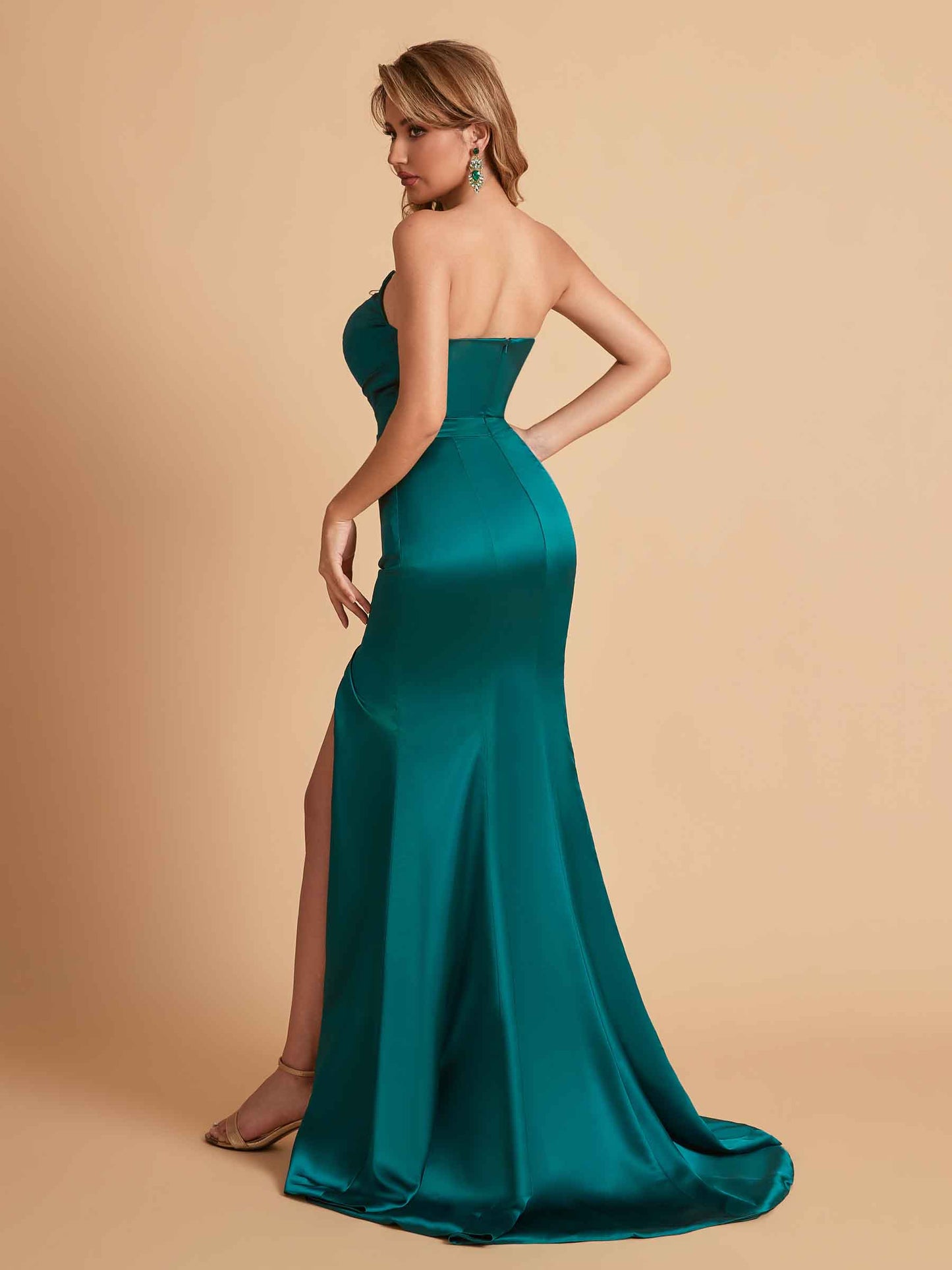 Elegant Satin Sweetheart Mermaid Side Slit Floor Length Bridesmaid Dresses