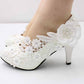 White high heel large size wedding shoes for women round toe wedding shoes