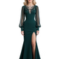 Elegant Illusion Chiffon Formal Gowns A-Line Mother of The Bride Dresses