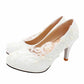 Lace High Heel Wedding Shoes White Bridal Shoes Low Heel Bridesmaid Shoes