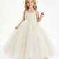 Spaghetti Strap Sequins Tulle Flower Girl Dress Sleeveless Cute Elegant Flower Tulle Dress for Kids
