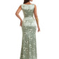 Elegant Spaghetti Straps Cowl Mermaid Long Satin Floral Formal Evening Dresses For Ladies
