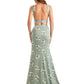 Beautiful Mermaid Halter Two Pieces Floral Satin Maxi Floral Formal Dresses For Women