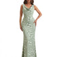 Elegant Spaghetti Straps Cowl Mermaid Long Satin Floral Formal Evening Dresses For Ladies