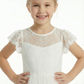 Illusion Neck Lace Bodice Flower Girl Dress with Cap Sleeves and Classic Tulle Skirt