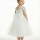 Illusion Neck Lace Bodice Flower Girl Dress with Cap Sleeves and Classic Tulle Skirt