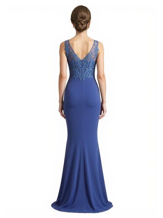 Formal Gowns Illusion Mother of the Brides Dresses Floor Length Mermaid