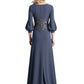 Dark-navy Chiffon Elegant Mother of The Bride Dress Evening Gowns