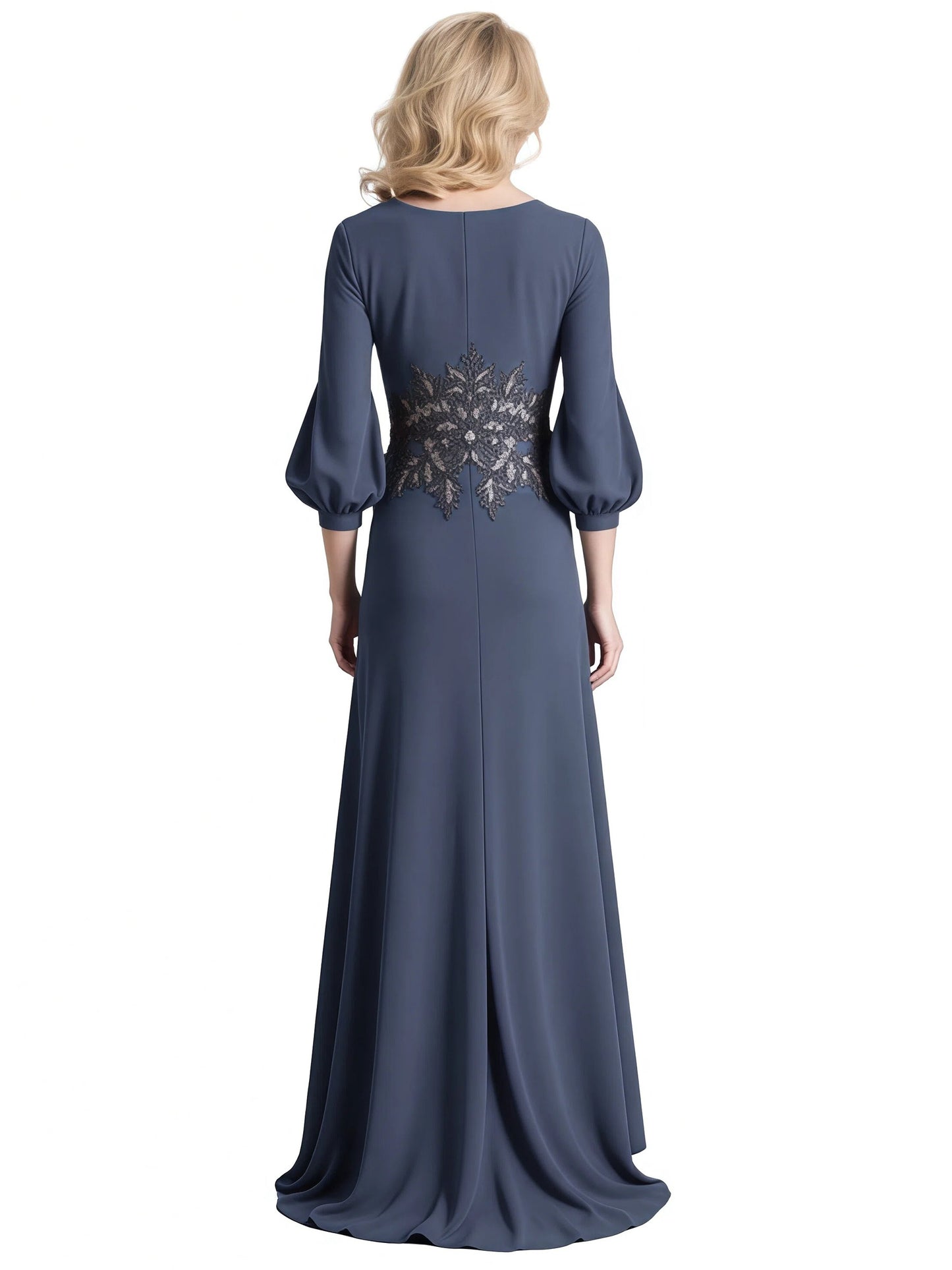 Dark-navy Chiffon Elegant Mother of The Bride Dress Evening Gowns