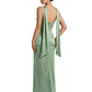 Elegant Jacquard Satin Spaghetti Straps Side Slit Mermaid Long Formal Evening Dresses