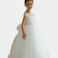 Flower Girls A-line Lace Top Princess Gown for Wedding Kids Guest with Bow Dress