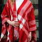 Women's Travel Plaid Shawl Wrap Open Front Poncho Cape for Fall Winter