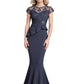 Lace Elegant Mother of The Bride Dress Evening Illusion Cap Sleeve
