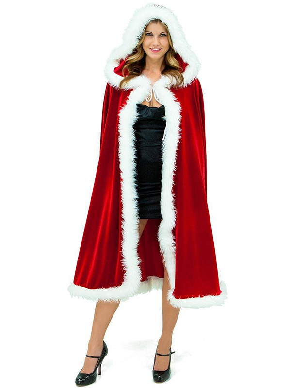 Adult Child Christmas Santa Claus Robe Hooded Cloak, Mrs Santa Claus V ...