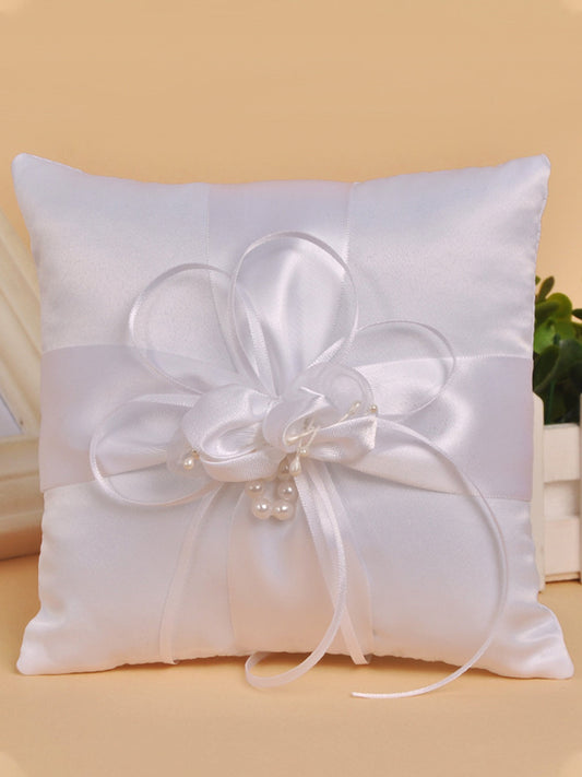 Pearl Bud Cross Bridal Ring Pillow Flower Ring Pillow