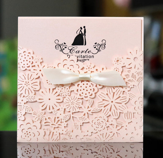 Small Flower Wedding Greeting Card, Hollow Out Invitation Letter