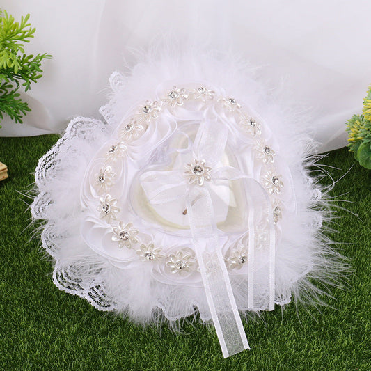 White Heart Shaped Lace Ring Box For Brides And Groom