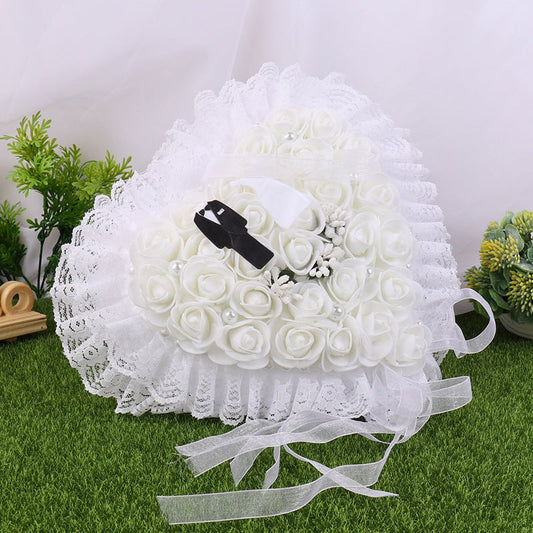 White Wedding Ring Pillow Ring Pillow Holder Lace Ring Box For Brides And Groom