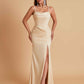 Gorgeous Spaghetti Straps Soft Satin Side Slit Floor-Length Mermaid Bridesmaid Dresses