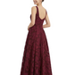 Elegant Square Ruching Floral Burnout Chiffon A-line Formal Evening Dresses