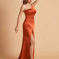 Elegant Silky Satin Mermaid One Shoulder With Pleats Long Bridesmaid Dresses